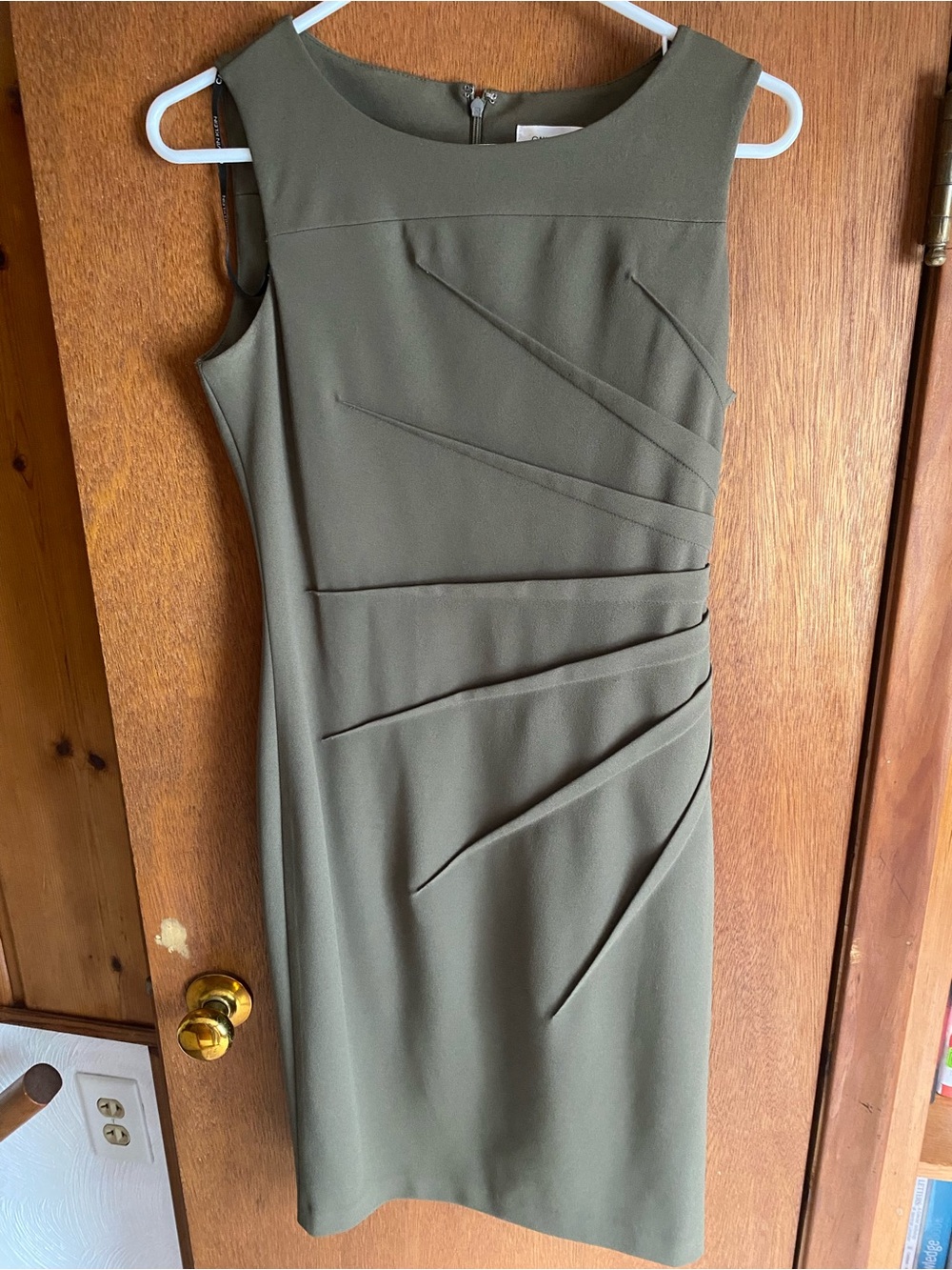 Calvin Klein Olive Green Sleeveless Sheath Dress